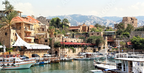 Byblos town and harbor photo