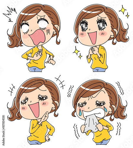 表情豊かな女性のイラスト（セット）