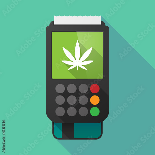 Long shadow dataphone with a marijuana leaf