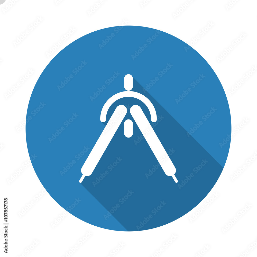 Flat white Drafting Compass web icon with long drop shadow on bl Flat white Drafting Compass web icon with long drop shadow on bl