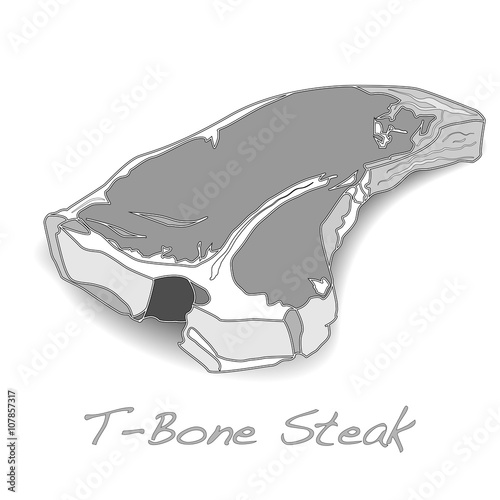 raw T-bone vectoron white background