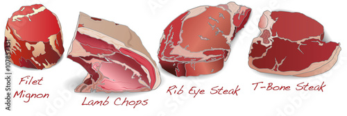steaks set vector isolated
