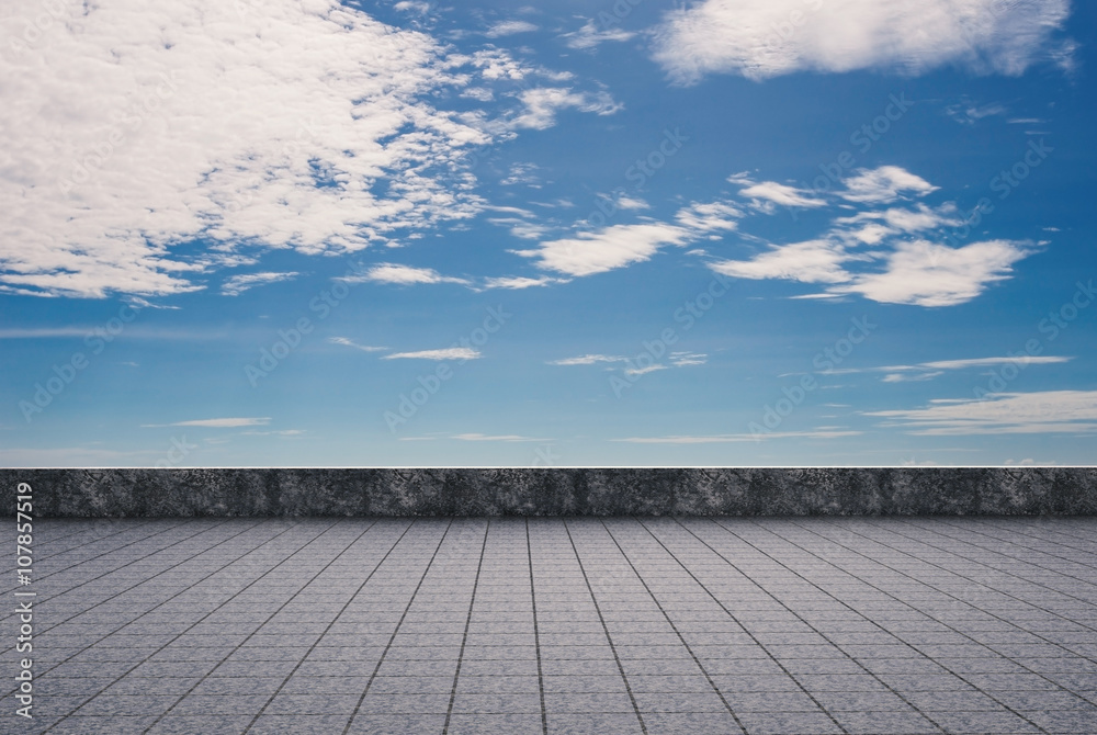 empty roof top with cloudy sky