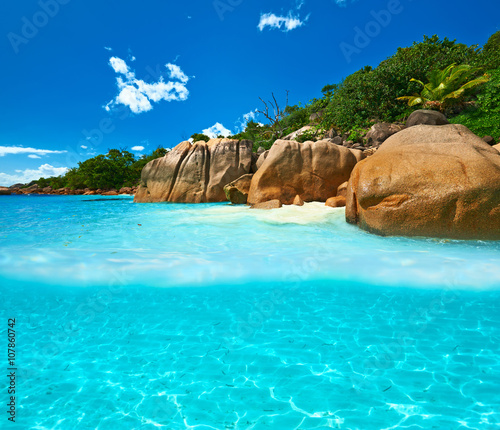 Beach with white sand bottom underwater view © haveseen