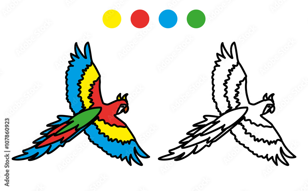 Fototapeta premium coloring picture of funny parrot