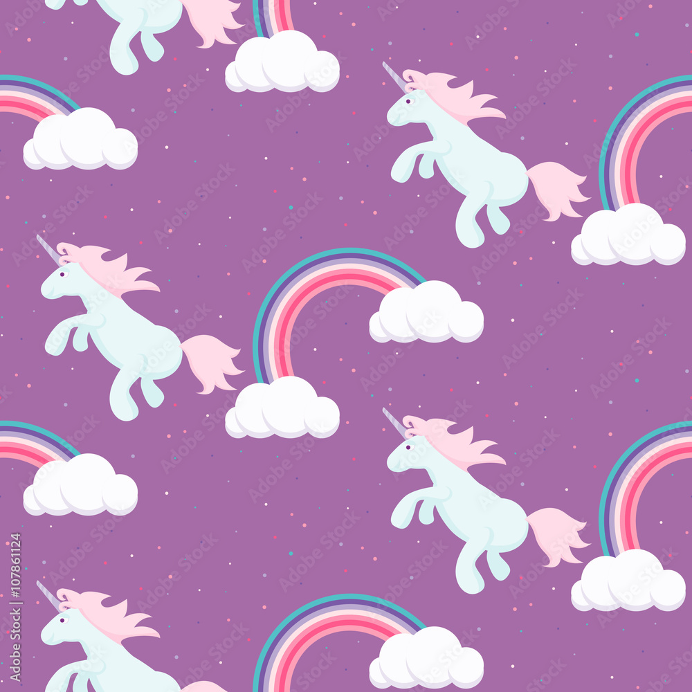 Cute unicorn child seamless vector pattern. Baby fabric design, surface purple textile for kid clothes, bed linen. Cute unicorn child seamless vector pattern. Baby fabric design, surface purple textile for kid clothes, bed linen.