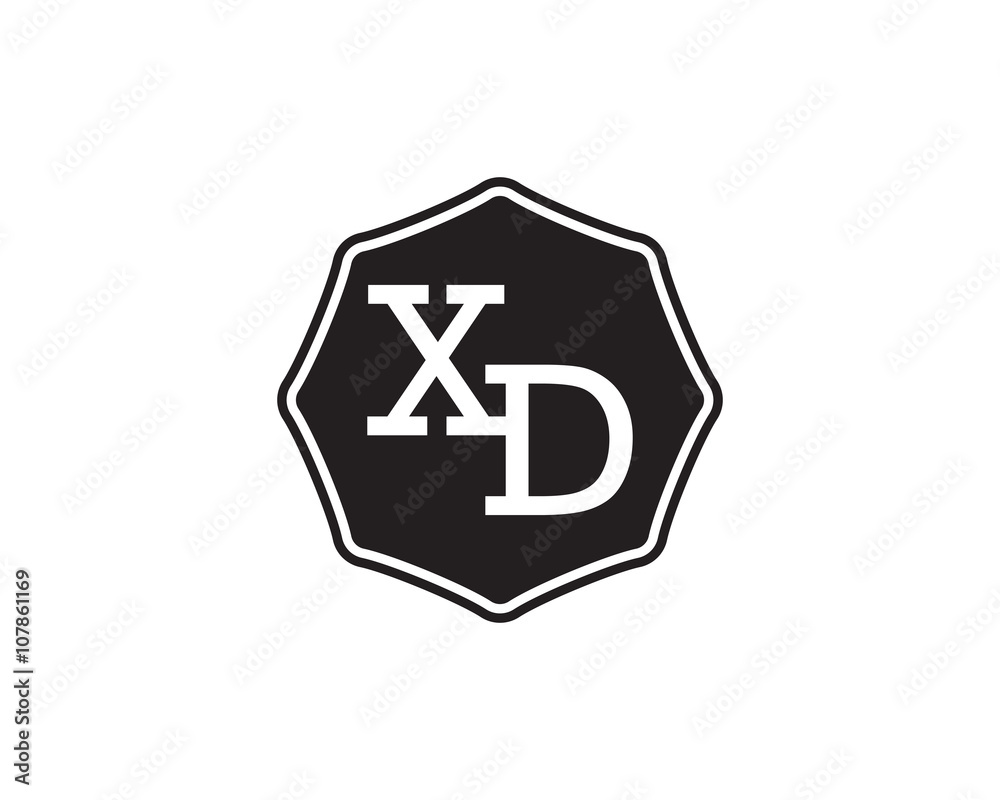 Obraz premium XD retro initial monogram letter logo. vintage label typography.