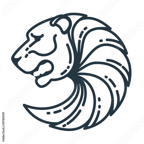 Bear head vector line logo.