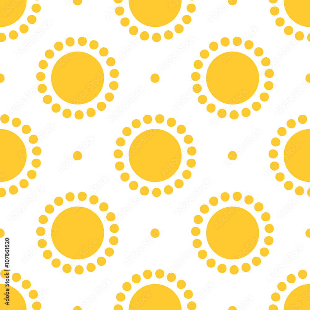 Obraz premium Cute yellow sun flat design seamless pattern background.