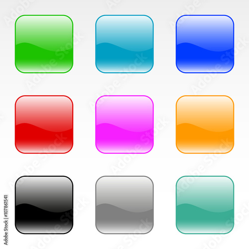 Set of square web buttons