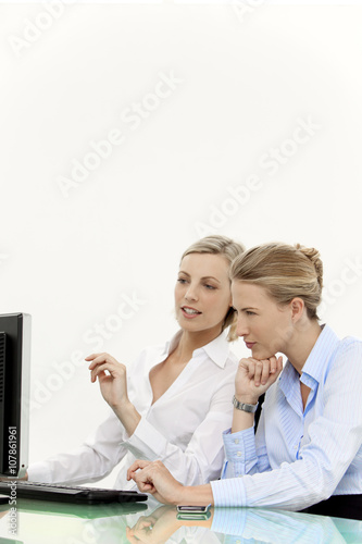 Team of Beautiful businesswoman working on computer