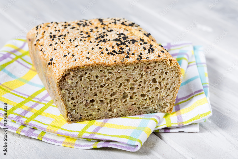 Natural homemade seeds and buckwheat bread Natural homemade seeds and buckwheat bread