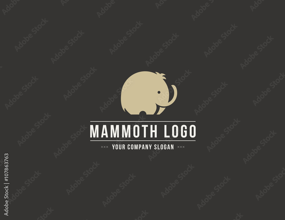 Mammoth silhouette vector logo. Elephant symbol.