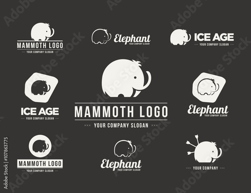 Mammoth silhouette vector logo set