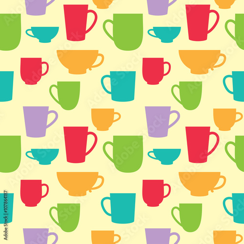 Seamless pattern with tea cups
