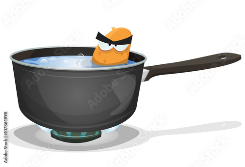 Boiling Potato Inside Kitchen Pan
