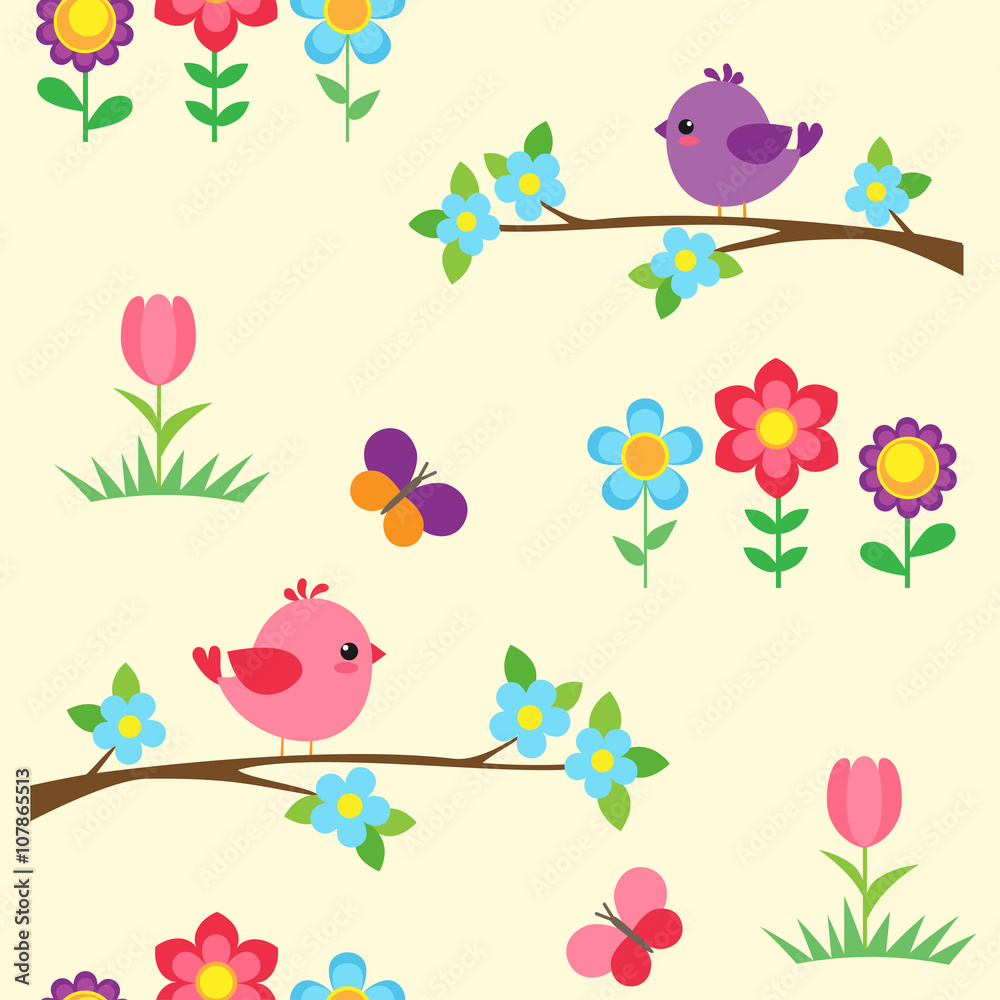 Seamless vector pattern with blooming branches Seamless vector pattern with blooming branches