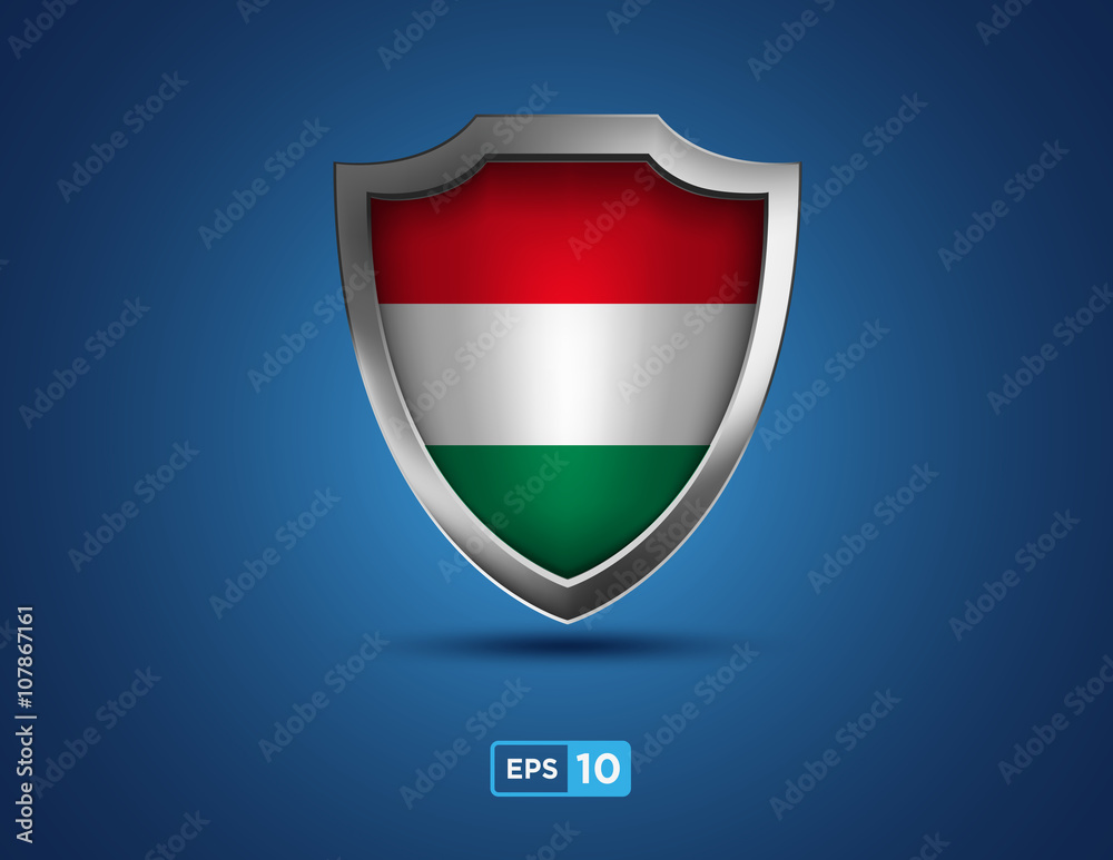 Fototapeta premium Hungary shield on the blue background