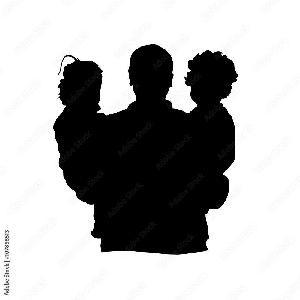 father with children silhouette illustration