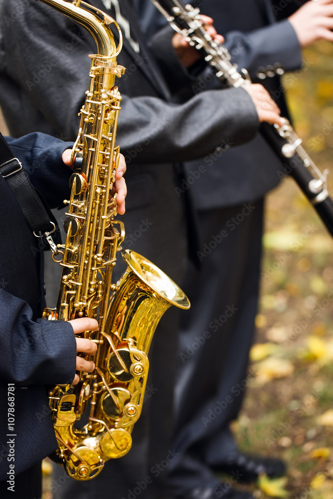 Fototapeta premium group of musicians playing the saxophone.