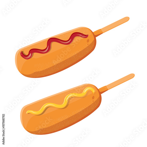 illustration. corn dog on white backgrounds