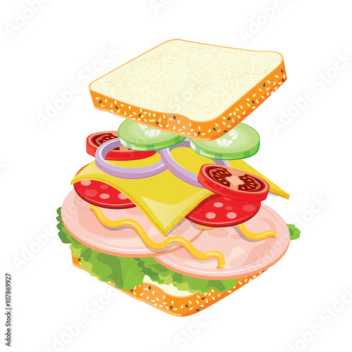 illustration. sandwich on white background.