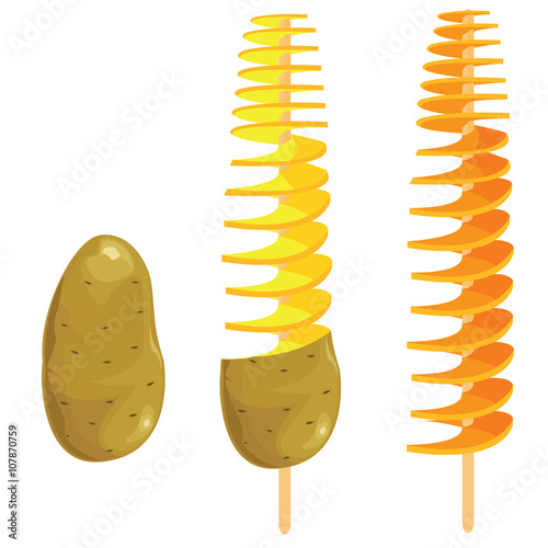 illustration. spiral potato on white background