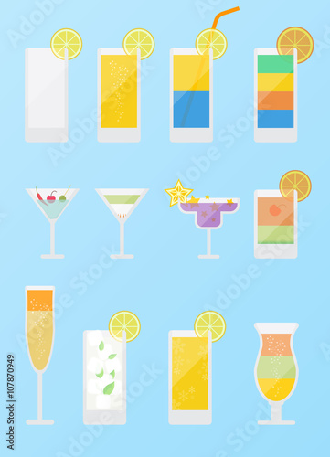 Vector illustration set of cocktail drink