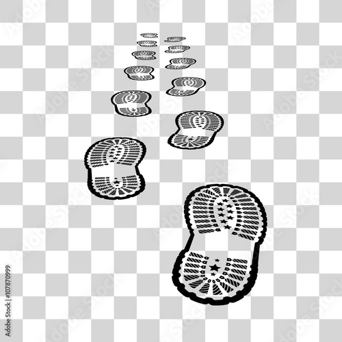 Shoe print on chekered background