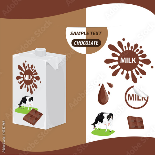 illustration. Milk carton,package, vector 