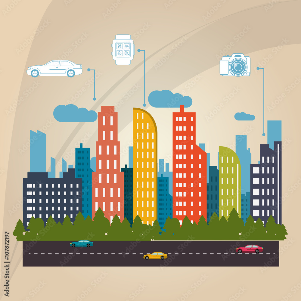 Obraz premium Smart city vector design, editable graphic