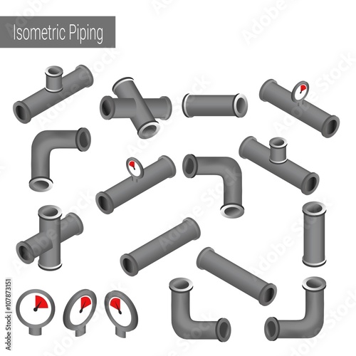Vector 3d flat isometric illustration collection of detailed Construction Pieces