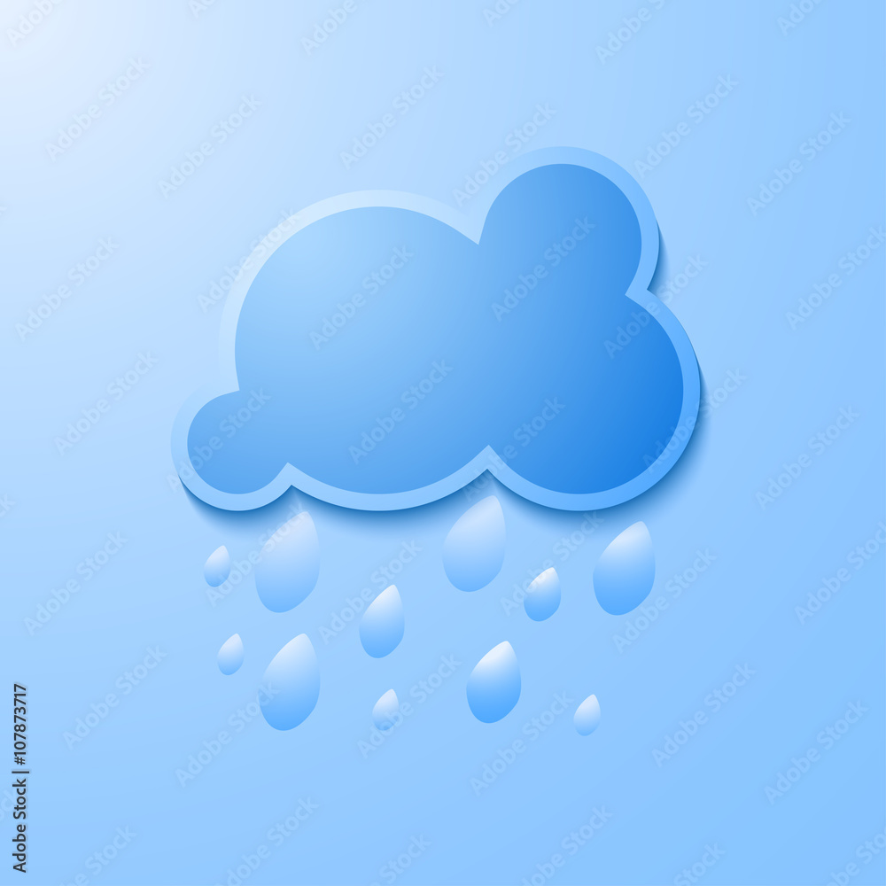 Rain cloud icon with shadow on a blue background, vector illustration stylish Rain cloud icon with shadow on a blue background, vector illustration stylish