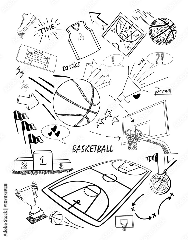 Fototapeta premium Basketball doodles-hand drawing