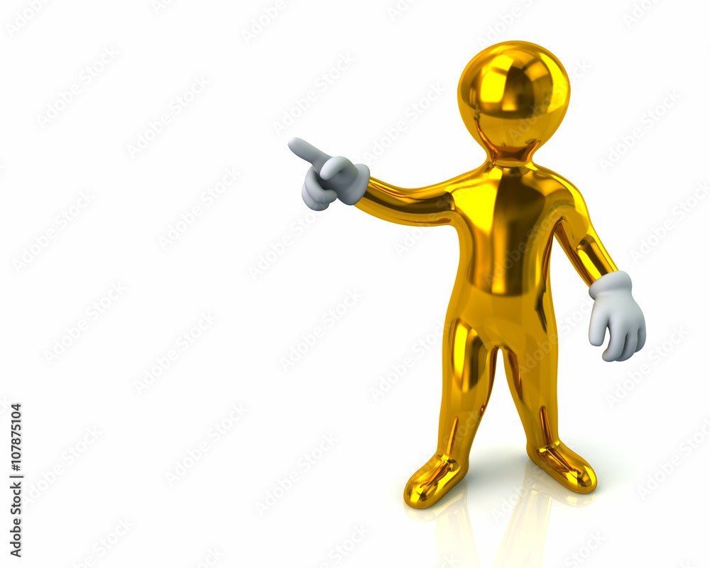 cartoon man pointing with his index finger on white background cartoon man pointing with his index finger on white background