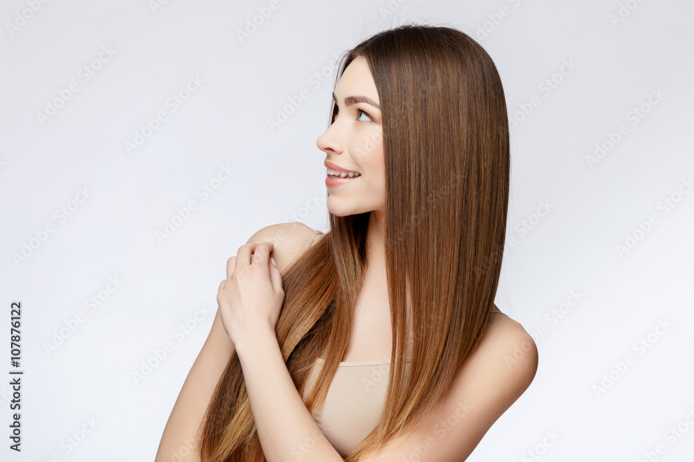 Naklejka premium Beautiful Woman with Clean Fresh Skin 