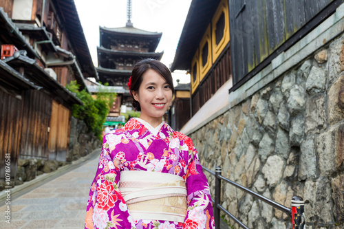 Woman wearing kimono in Japan