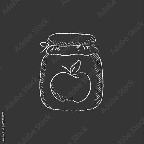 Apple jam jar. Drawn in chalk icon.