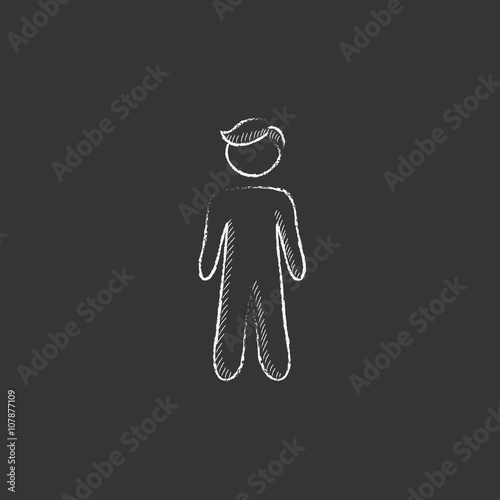 Businessman standing. Drawn in chalk icon.