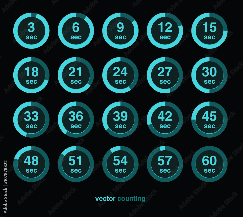 Collection of vector icons with watch counts. Collection of vector icons with watch counts.