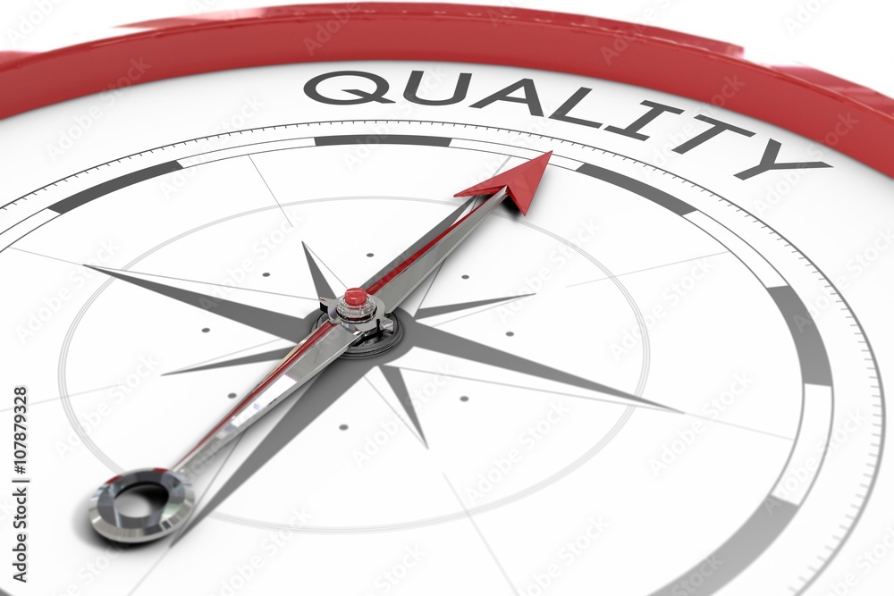 Compass pointing to quality