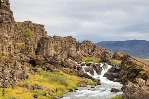 Thingvellir National Park. A river flows through Thingvellir National Park in Iceland. The site is of geological importance and is one of the most popular tourist destinations in Iceland.
