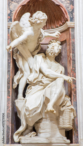 Rome - The prophet Elijah marble statue by Raffaello da Montelupo (1522) in The Chigi chapel in church Basilica di Santa Maria del Popolo.