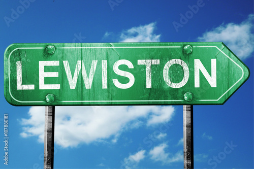 lewiston road sign , worn and damaged look photo