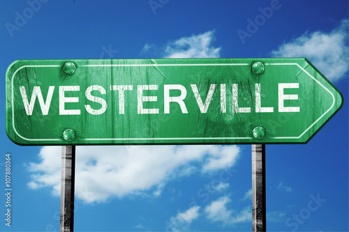 westerville road sign , worn and damaged look photo