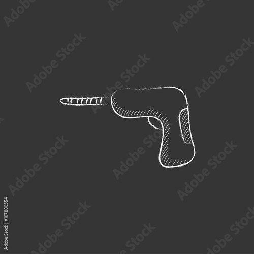 Hammer drill. Drawn in chalk icon.