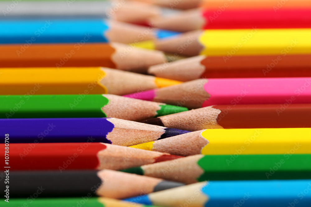 Fototapeta premium Drawing colourful pencils background, close up