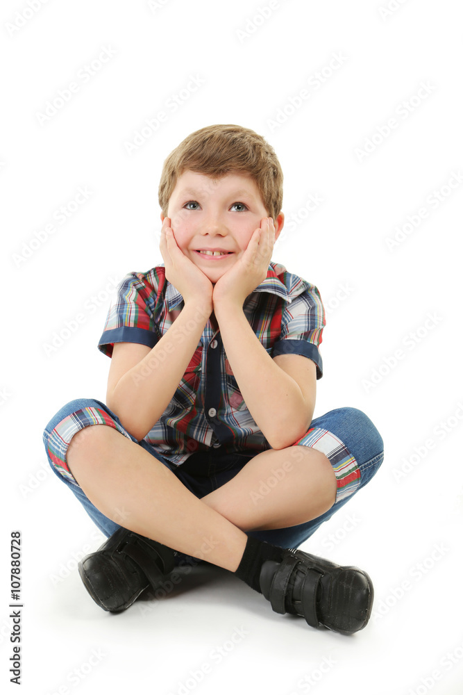 Portrait of beautiful little boy isolated on white Portrait of beautiful little boy isolated on white