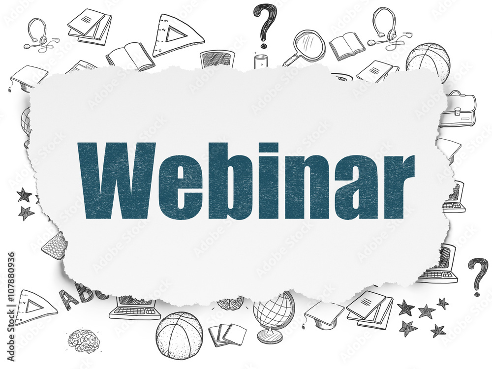 Studying concept: Webinar on Torn Paper background Studying concept: Webinar on Torn Paper background