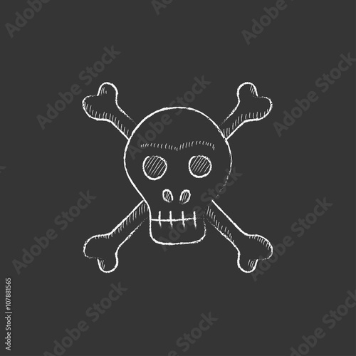 Skull and cross bones. Drawn in chalk icon.
